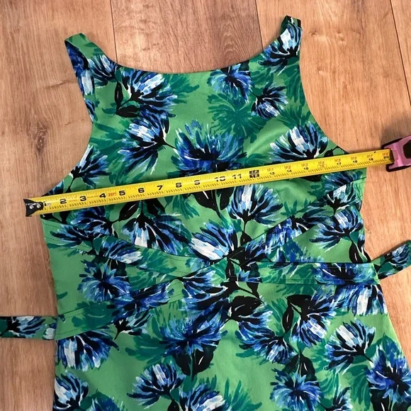 Banana Republic Green and Blue Ruched Sheath Midi Dress - Picture 6 of 14